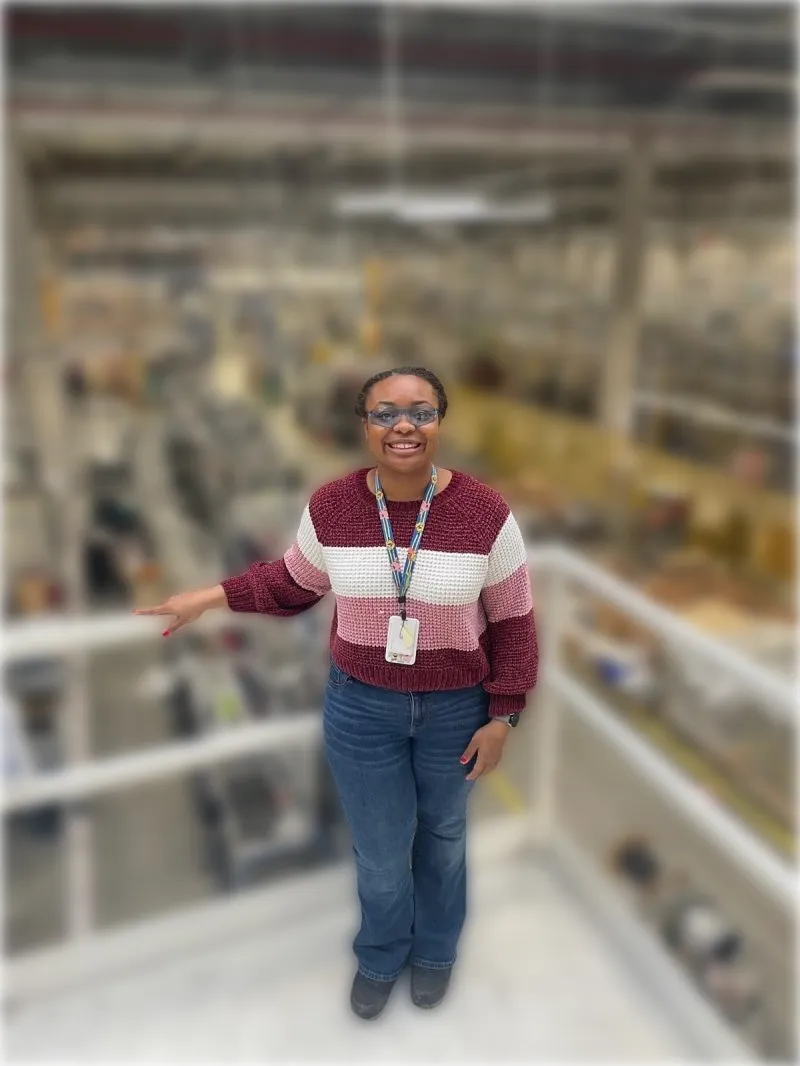 Mary Graves, business operations consultant, in a warehouse setting